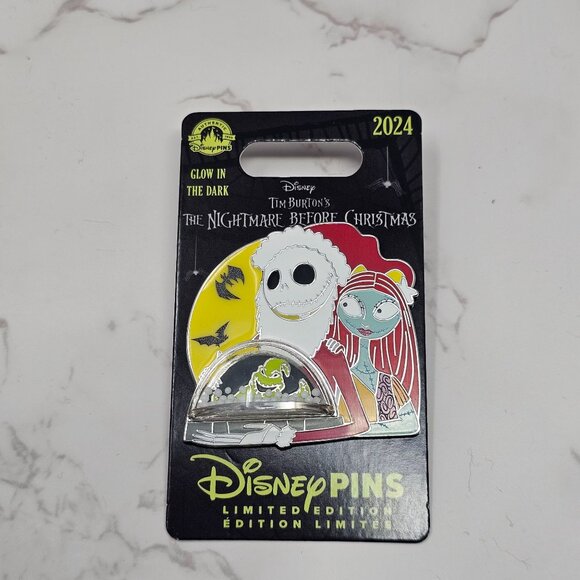 Disney Parks The Nightmare Before Christmas Snow Globe Jack & Sally Pin LE4500 - Picture 2 of 3
